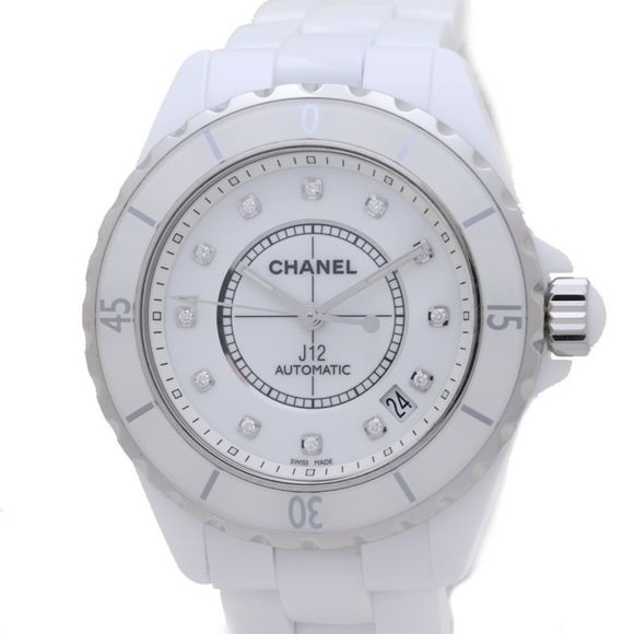 CHANEL J12 H1629 Late Model 12P Diamond White Ceramic x Stainless Steel Men's... - Picture 10 of 10